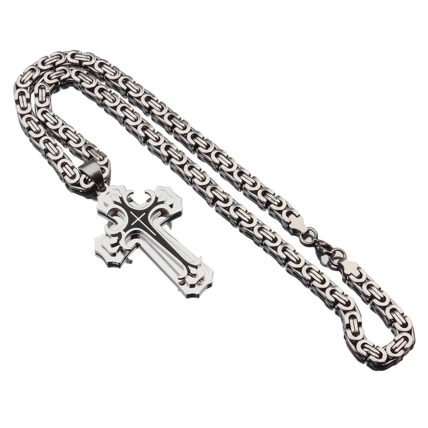 35g Weight Titanium Steel Pendant Material Pendant Necklace Classification Titanium Steel Chain Material 1 Piece Quantity Party, Carnival, Street Occasion Titanium Steel Material Cross Pattern Men's Gender Plating Design Exaggerated, Punk Style Exaggerated Punk Cross Titanium Steel Plating Men's Pendant Necklace 11