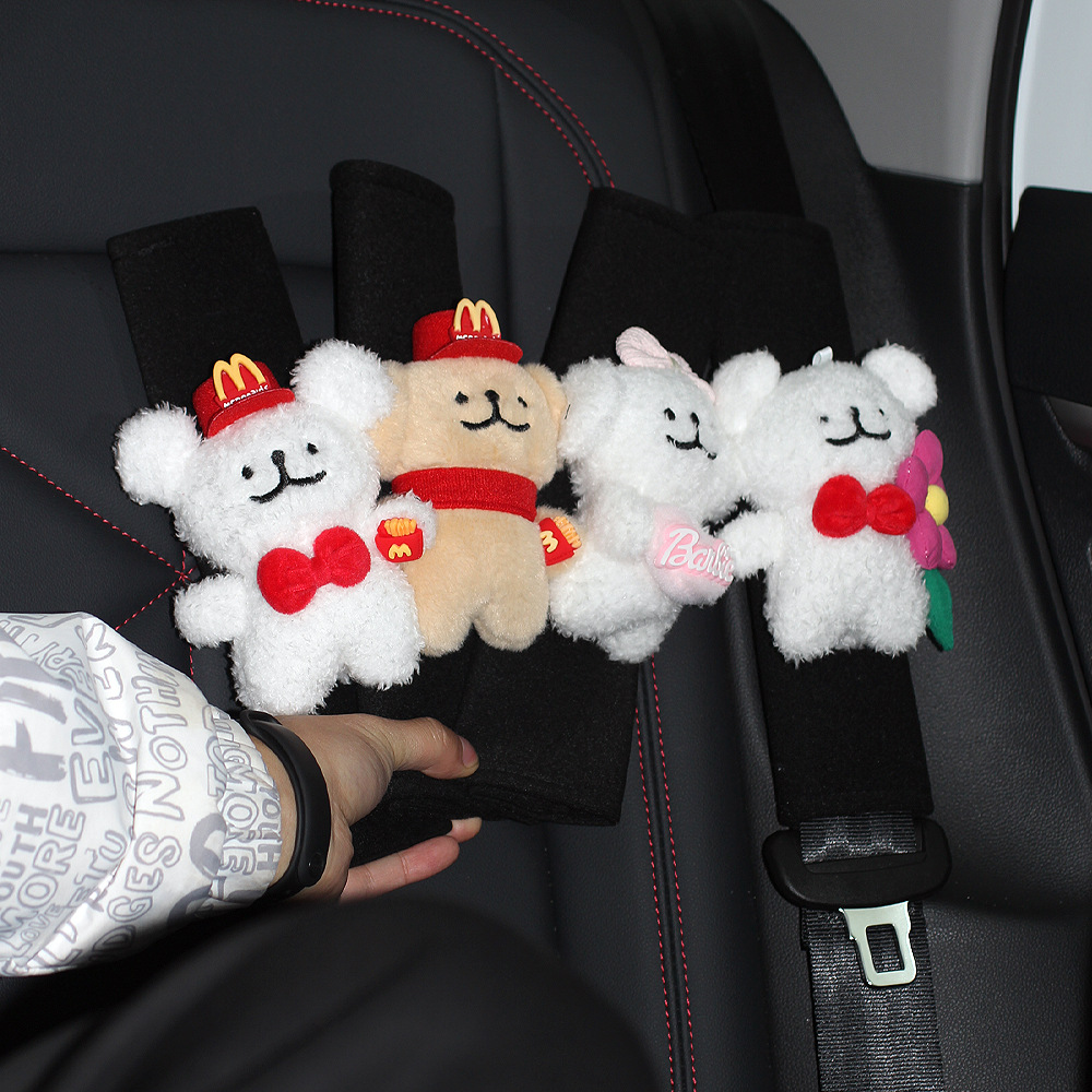 Car Safety Belt Shoulder Cover Women's Anti-wear Clothes Summer Cute Line Puppy Car Safety Belt Shoulder Cover Soft