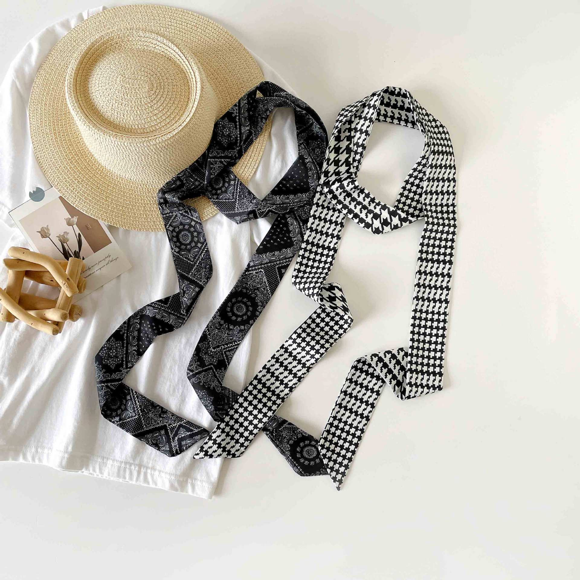 Polka Dot Long Ribbon Scarf Headband Versatile Hair Accessory_voghion.com