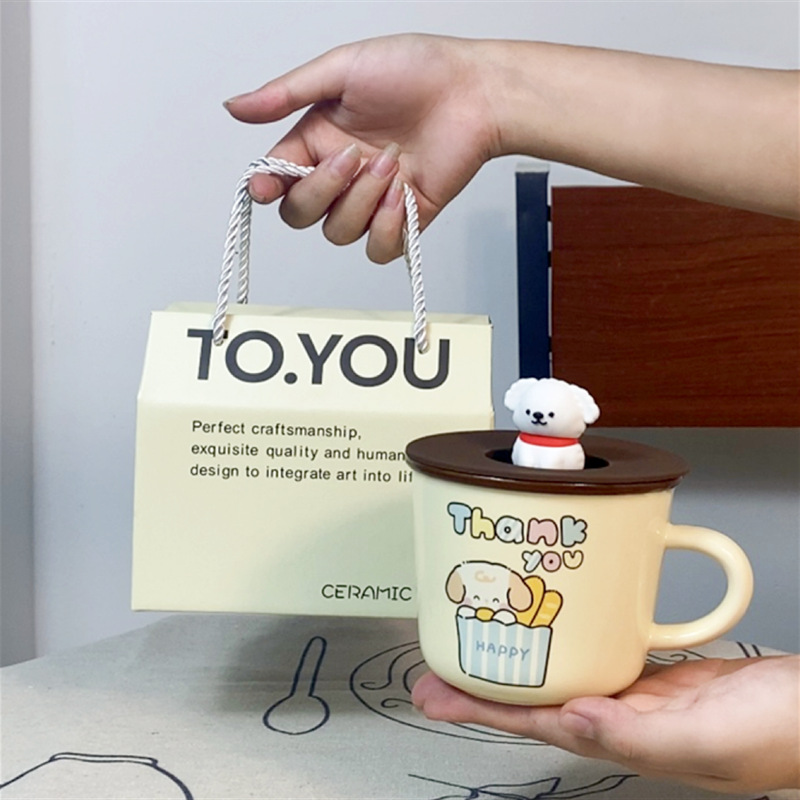 Regalos de cumpleaños para cachorros tazas de desayuno de alto valor facial tazas de marca encantadoras tazas de agua creativas tazas de cerámica caja de regalo regalo