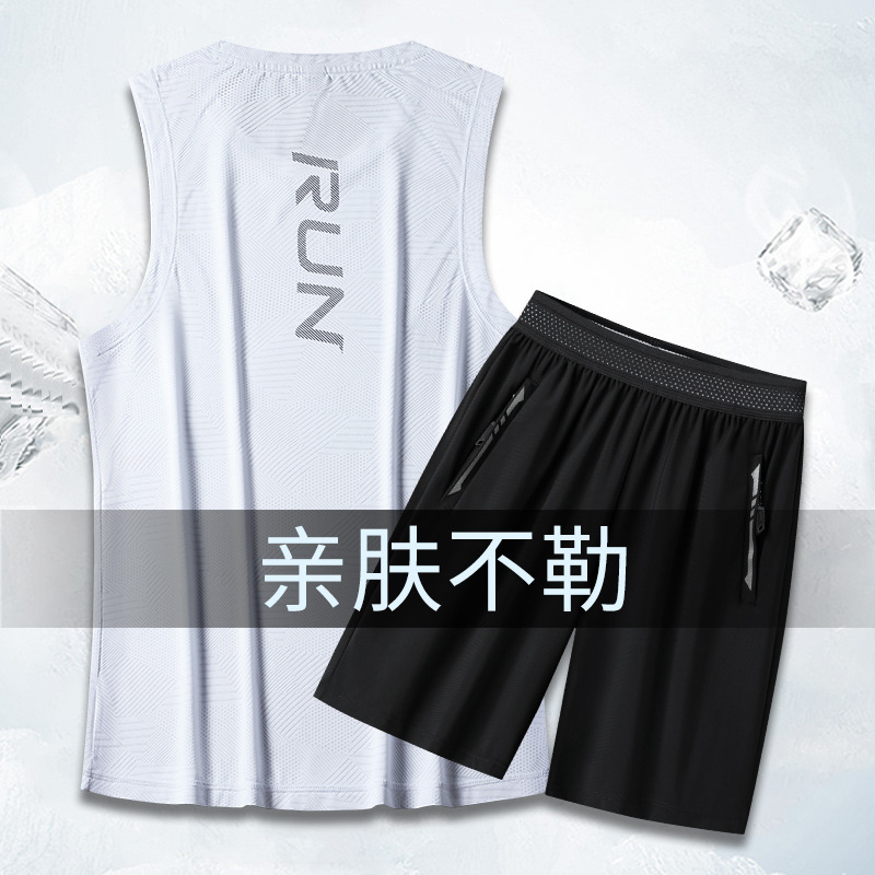 Verano running sports suit hombre entrenamiento de maratón atletismo ligero cool suit chaleco suelto hombre image 7
