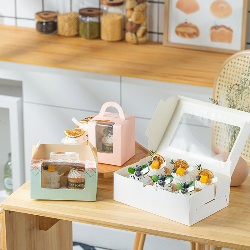 纸杯蛋糕包装盒 一次性2/4/6/12粒杯子蛋糕盒子开窗马芬杯打包盒