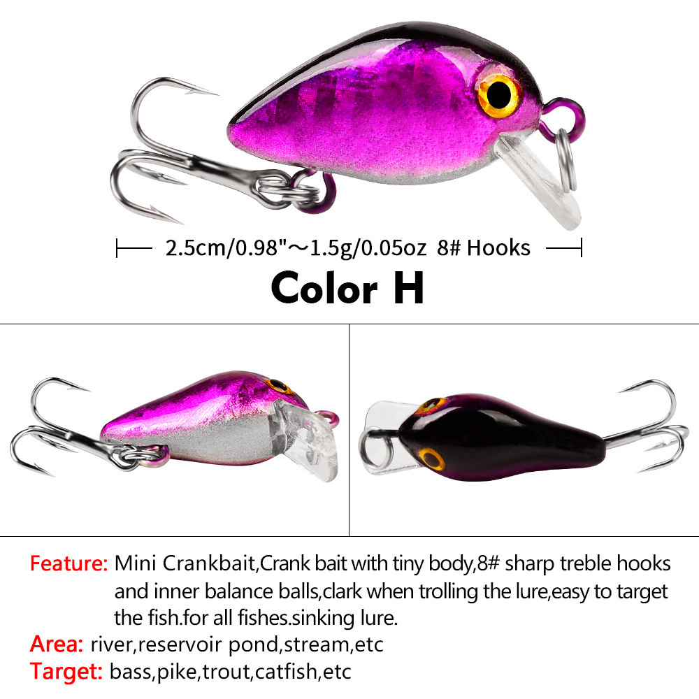 2 Pcs Sinking Lipless Crankbait Lures 26mm 1.6g Hard Baits Bass Pike Crappie Fresh Water Fishing Lure