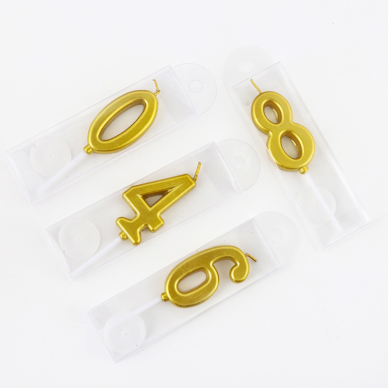 Direct Selling PVC Box Packaging 0-9 Gold Plated Candle Creative Cake Shop Supplies Birthday Number Candle Cake Insert