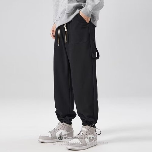 Men's High Street Fashion Ins Trend Brand Design Sensory Minority 9/10 Length Straight Leg Casual Pants Spring Summer Trend Korean Version