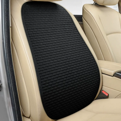 linen small plaid three-piece | Seat cushion, seat cover - black-backrest