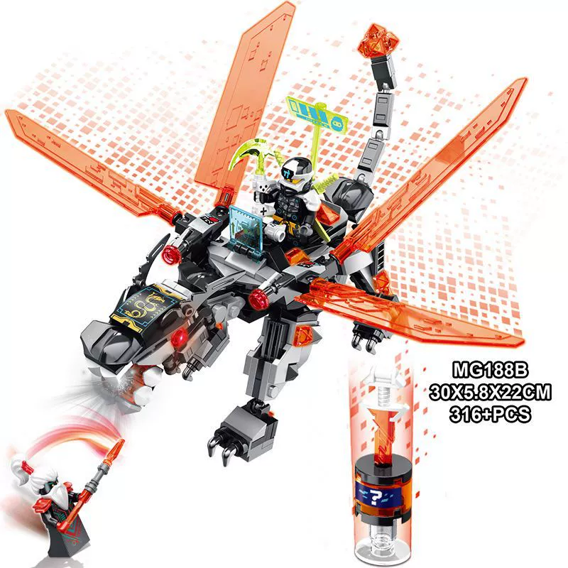Toy for boys, plastic dragon battle, constructor, small particles