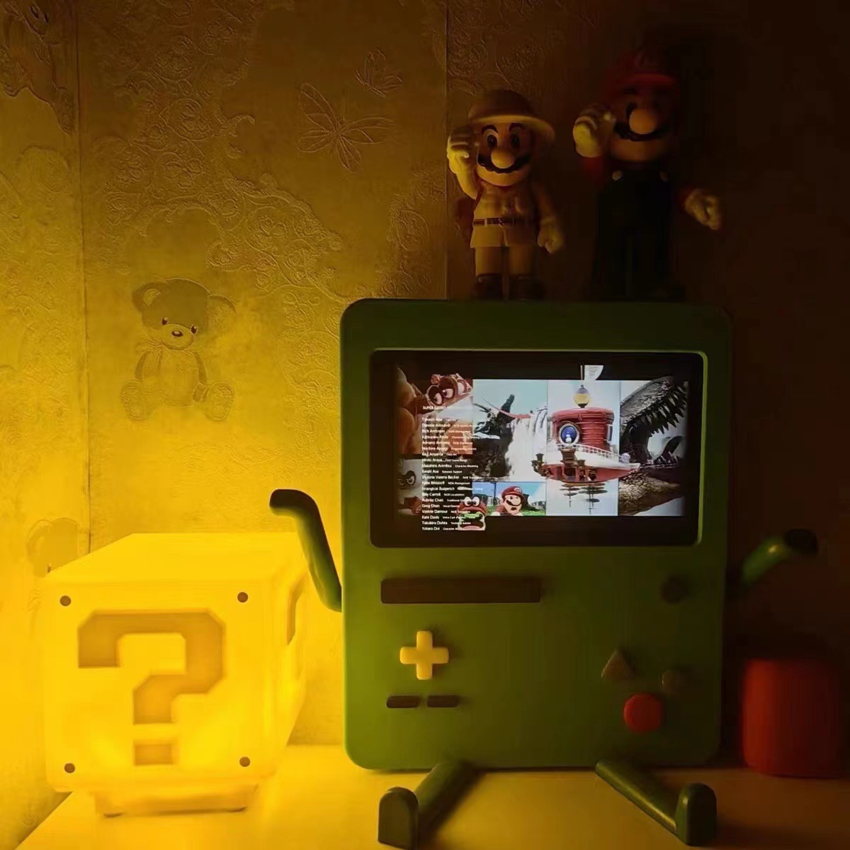 LED問號發聲充電小夜燈 方塊磚 桌面檯燈 床頭燈