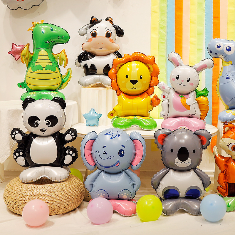 Globos de papel metalizado con forma de animales para decoraciones de regreso a clases, marcadores de pasillo, fiestas de cumpleaños infantiles y de primer cumpleaños, fotografía de jardín de infancia_voghion.com