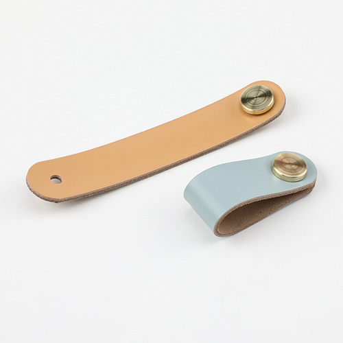 Colorful leather handles for cabinet doors, anti-collision, cute brown, simple cabinets, wardrobe drawers, leather handles, luggage handles