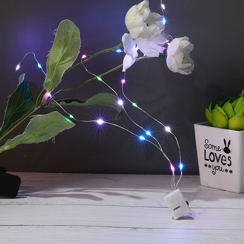 LED copper wire string lights, battery-powered (LR44/2032), waterproof, multi-length & color modes