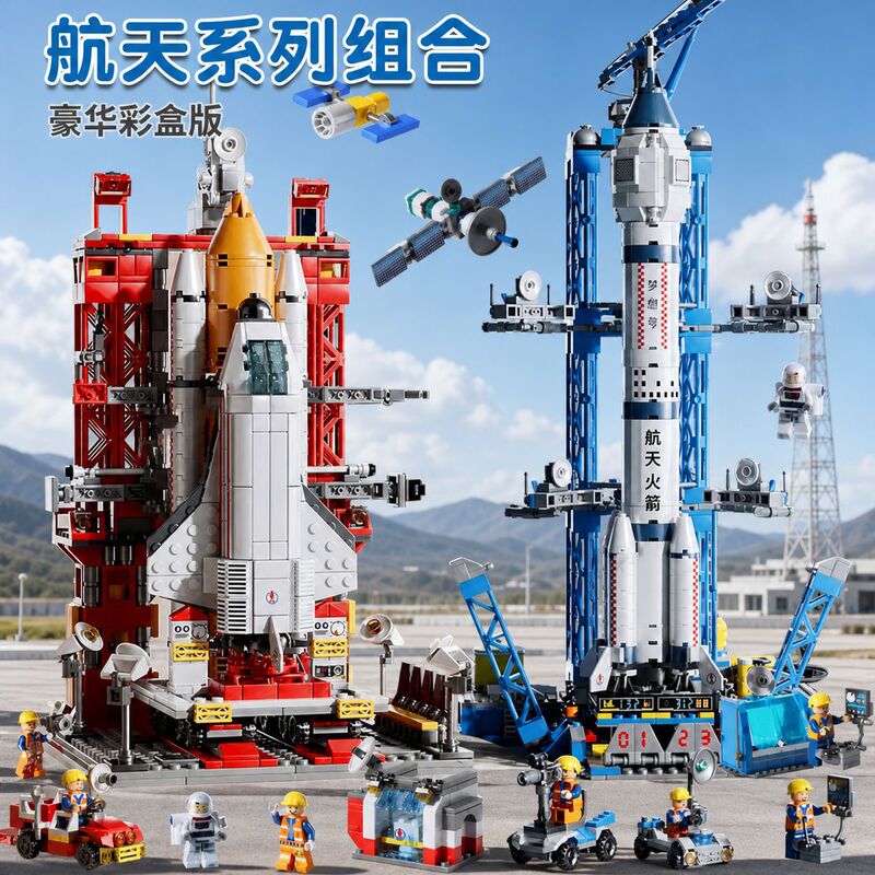 Compatible with Lego Building Blocks, Space Shuttle Rocket Model Ornaments, Military Assembly Educational Toys for Boys, High-Quality Children's Toys Wholesale
