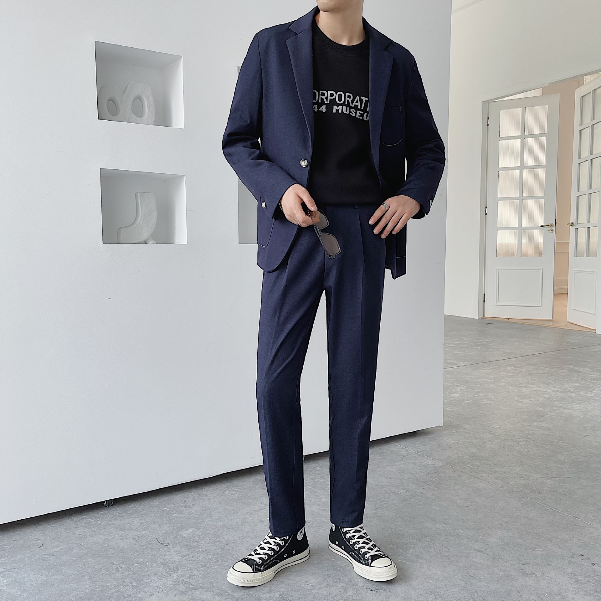 Korean Edition Easy man leisure time man 's suit suit fashion Youth cowboy Fabric Trend Solid suit Twenty-two Set of parts