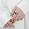 Square epoxy resin, design one size wedding ring, silver 925 sample, European style