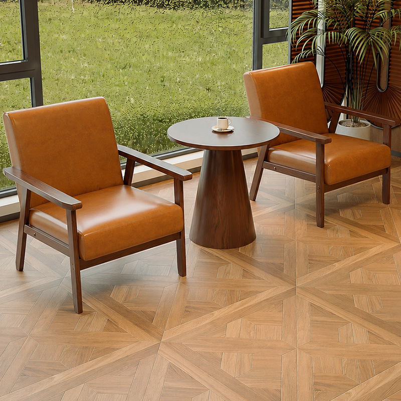Casual table and chair set, one table and two chairs, three-piece set, small single sofa chair for balcony, suitable for guesthouses and hotels, vintage style Casual table and chair set, one table and two chairs, three-piece set, small single sofa chair for balcony, suitable for guesthouses and hotels, vintage style