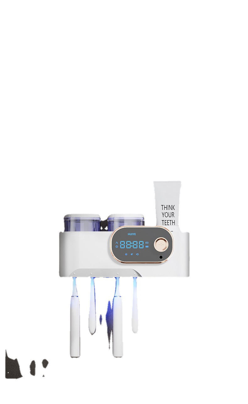 智能烘干牙刷消毒器牙刷架收纳置物架抗菌漱口杯牙刷同时杀菌烘干