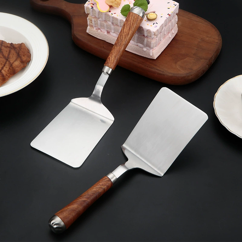 Нержавеющая сталь с деревянной ручкой кухонная лопатка бытовые кухонные гаджеты лопатка для стейка захватной лопатки для пирога Teppanyaki пицца жарка