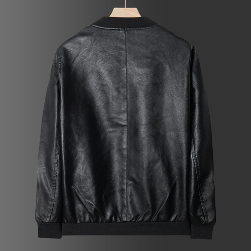 Bestselling leather jacket autumn data bestselling leather jacket low price volume running baseball collar quality PU leather jacket black