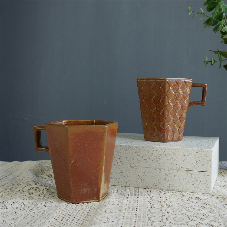 Keramik Vintage Kaffeetasse - Einzigartiger Töpferware Becher_voghion.com