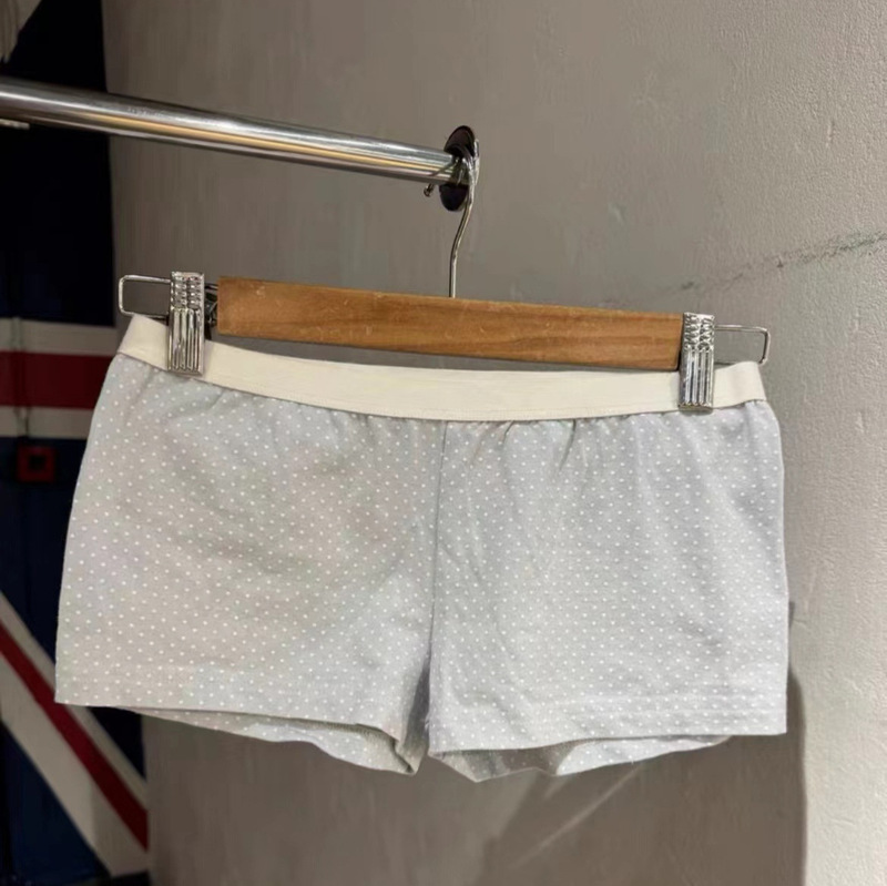 BM Style Elastic Waist Cotton Printed Shorts Three-button Pants for Women Summer White Wide-brimmed Casual Boxer Leggings for Outer Wear