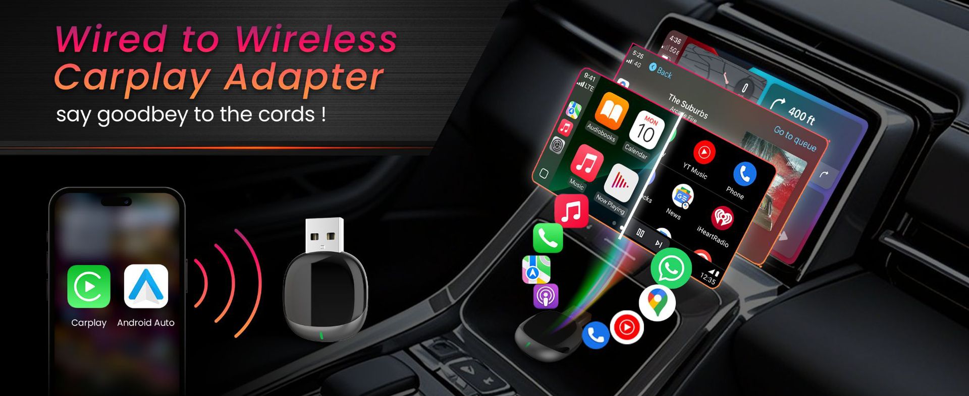 Wireless Carplay Box Suitable for Mercedes-Benz Audi Car Mobile Phone Interconnection Official Version Wired Carplay to Wireless