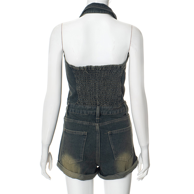 Title 5, Combinaison en jean sans manches, dos nu, taill...