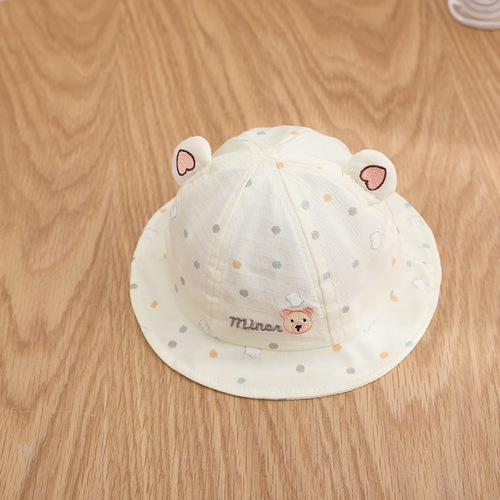 Polka dot bear baby sun hat summer style baby hat cartoon children's hat 3-12 months baby fisherman hat