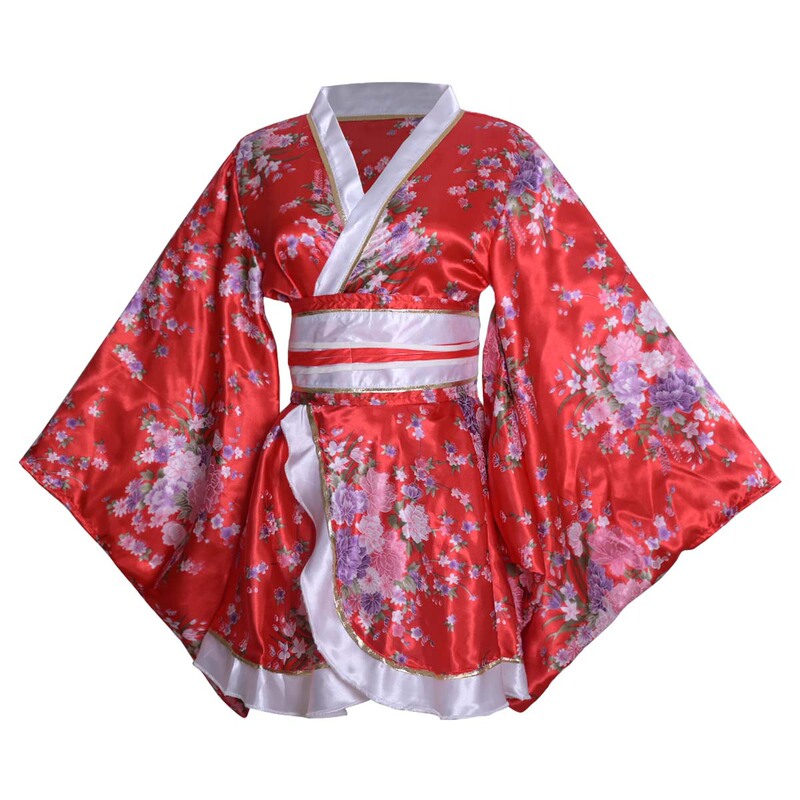 Women's Kimono Short Japanese Style Printed Modified Bathrobe Stage Performance Clothing Cosplay Foreign Trade One-Piece