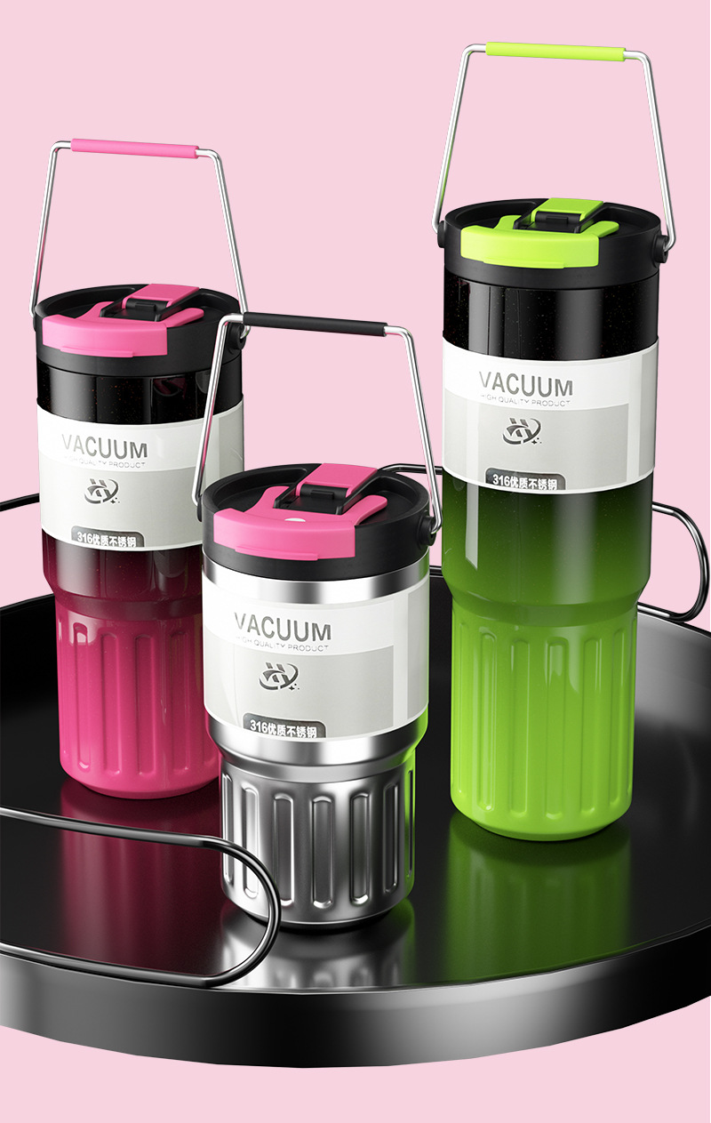 【中国直邮】TIMESWOOD 渐变大容量水杯 800ML-紫色 保温杯 提手健身水杯