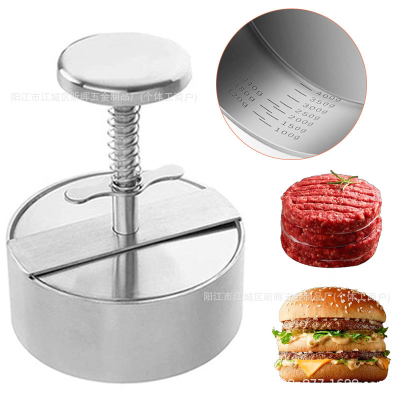 Spot Cross-Border Hamburger Meat Press with Scale Stainless Steel Cake Press Rice Ball Handmade Dumpling Wrapper Kitchen Tool