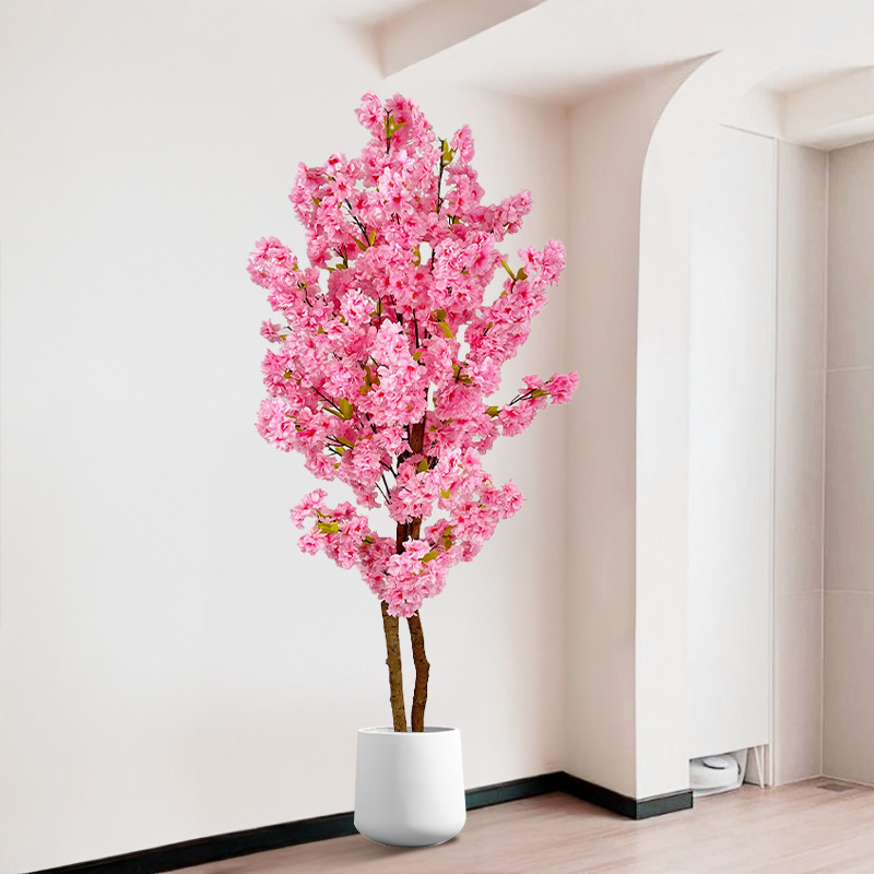 高級シミュレーション緑植新型桜の木の室内装飾盆栽許樹植物置物客間造景着地|undefined