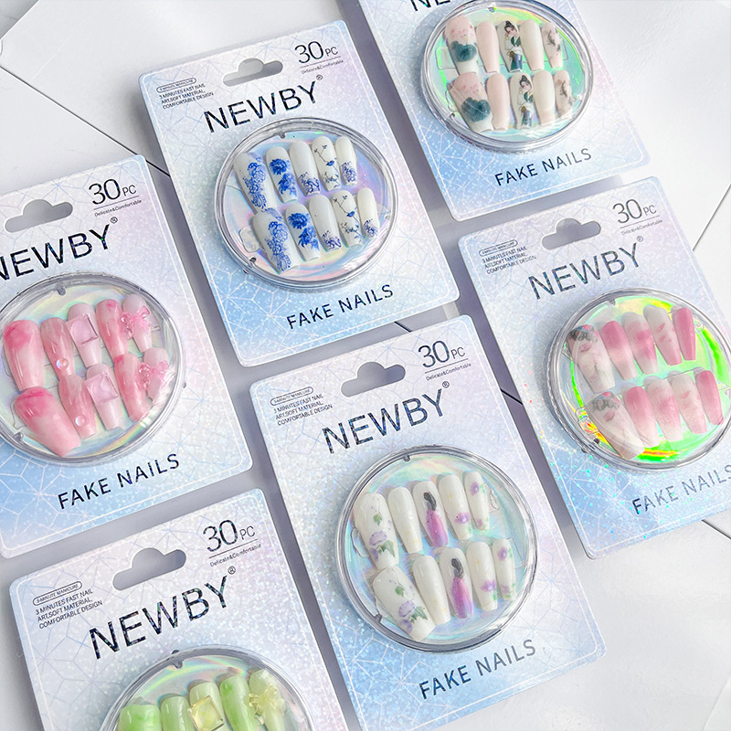 30 piezas de manicura transfronteriza de estilo chino de uñas de uñas para adultos, uñas falsas con accesorios, parches de uñas