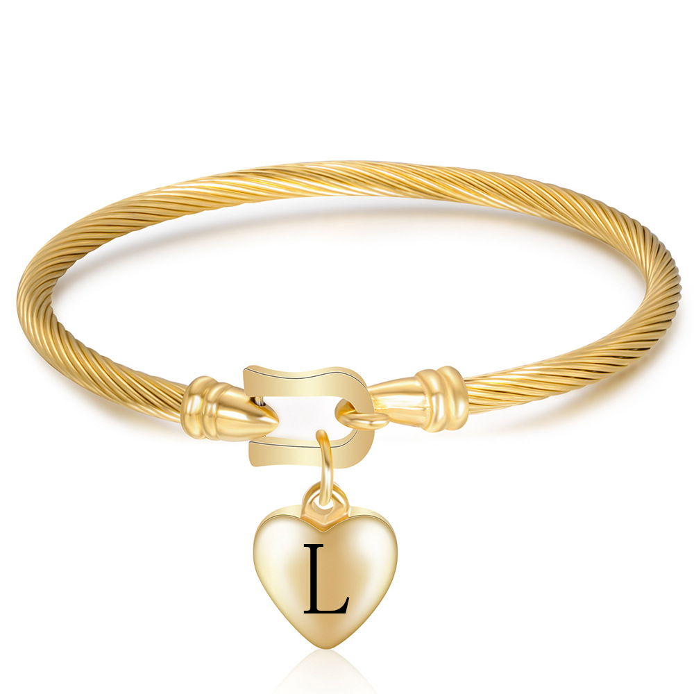 21g Weight 304 Stainless Steel Pendant Material Bangle Classification 304 Stainless Steel Chain Material 1 Piece Quantity Casual, Holiday Occasion 304 Stainless Steel Material Letter Pattern Unisex Gender Plating Design Simple Style Style Simple Style Letter 304 Stainless Steel Bangle In Bulk 8