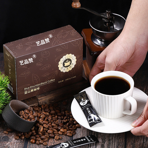 Blue Mountain Black Coffee, American Style Instant High Concentration Pure Black Coffee Powder for Staying Awake and Boosting Energy