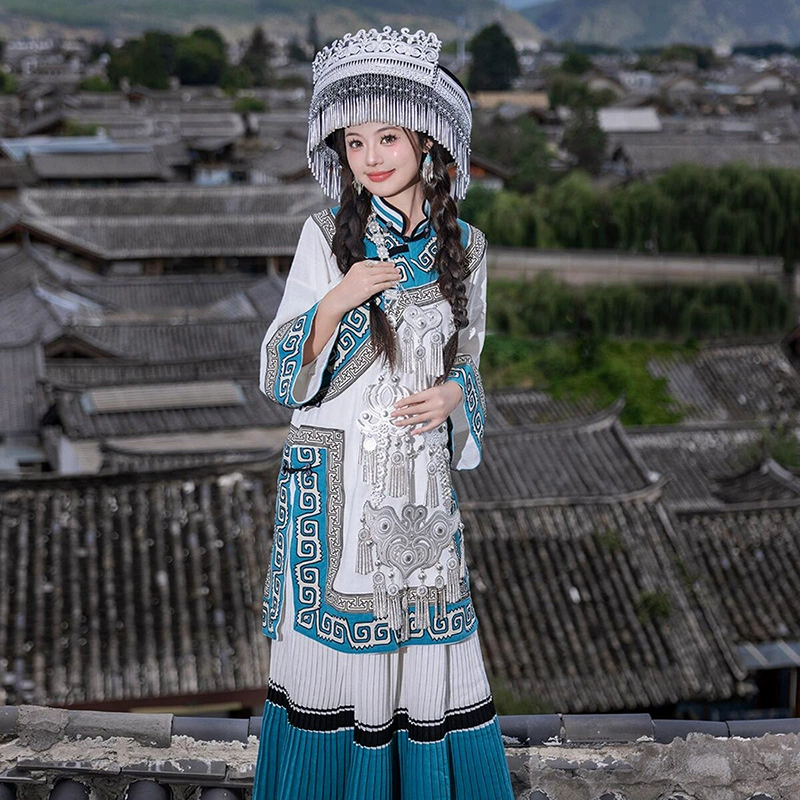 Этническая одежда Ляньшань И, меньшинство Юньнань, экзотический стиль, наряд для путешествий, фотографии, набор для фотопечати, Фестиваль факелов, лето.