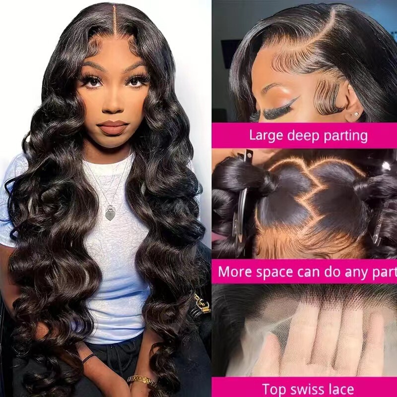 13*4Front lace wig 中分长卷大波浪假发 前蕾丝化纤全头套|undefined
