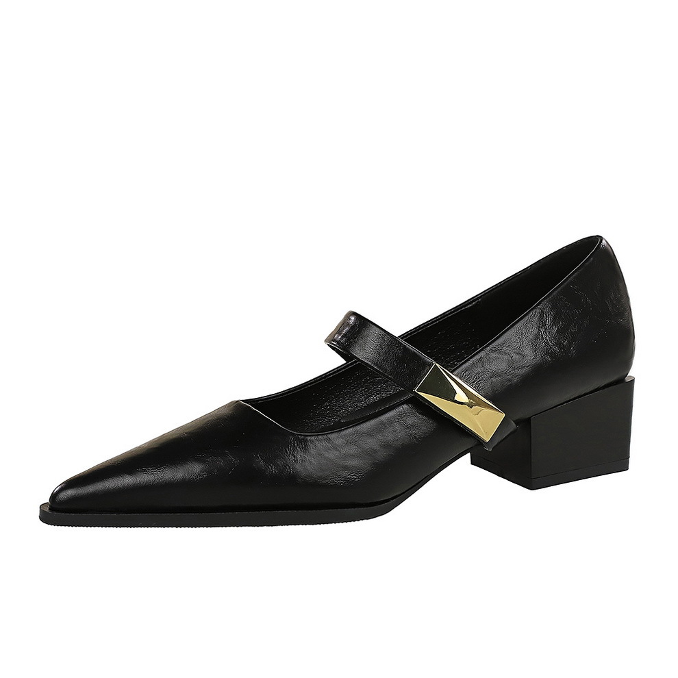 Elegant Women's Pointed Toe Mary Jane Pumps With Thick Heels_voghion.com