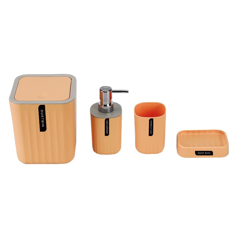 Patrón de onda de lavado de cuatro piezas de basura puede enjuague bucal Taza caja de jabón caja de regalo suministros de baño simples conjunto de cuatro piezas