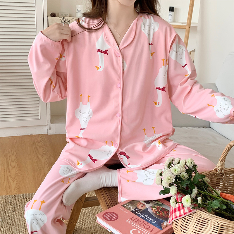 Summer Confinement Clothes, Maternity Pajamas, Long-Sleeved Spring and Autum Thin Postpartum Pregnancy Maternity Breastfeeding Home Clothes Set