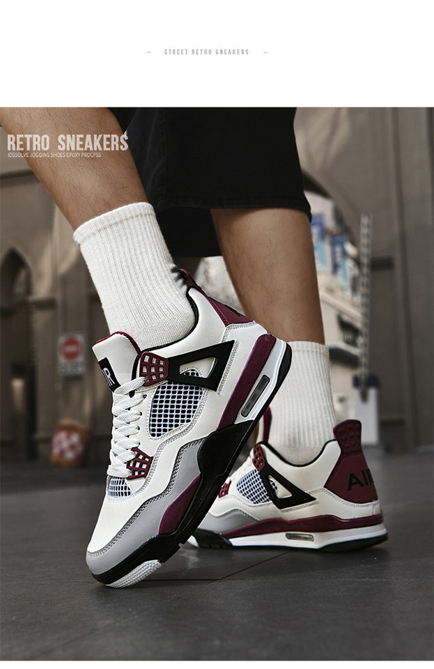 Giày sneaker thể thao cổ thấp đế dày chống trượt, thân da nhân tạo thoáng khí, dáng giày bóng rổ — Mẹ điện, Paris, thần sấm sét, xi măng trắng chi tiết 23