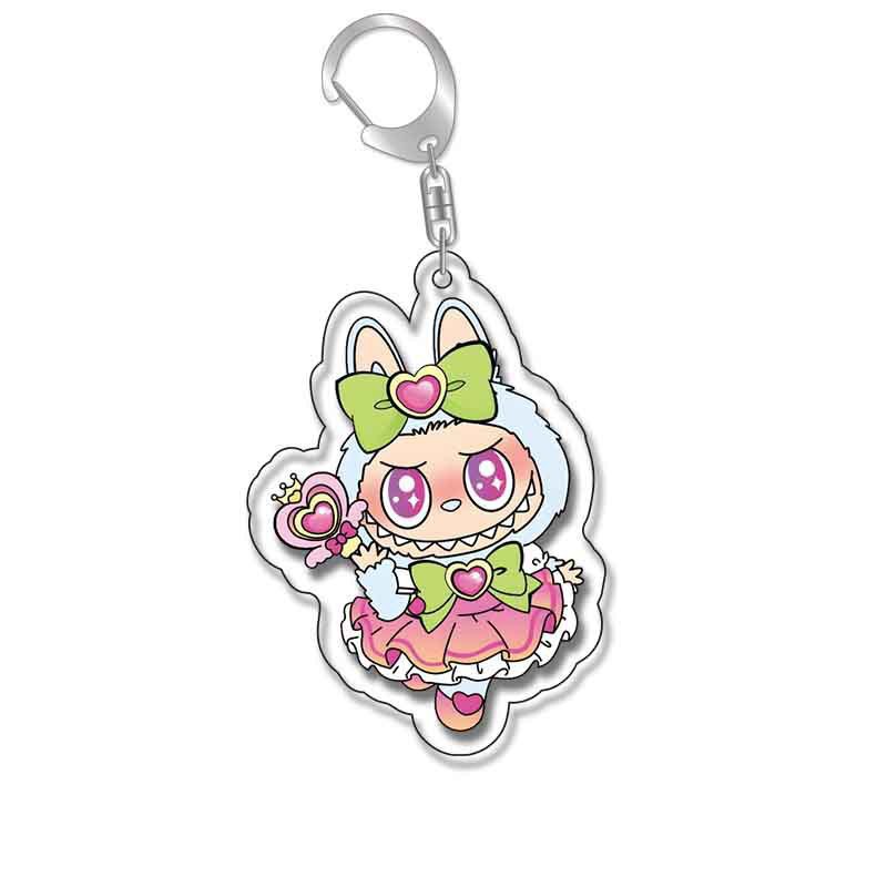 Labubu ラブブリトルシープキーホルダーかわいい漫画アクリルパーソナライズされたスクールバッグペンダントキーホルダーギフト|undefined