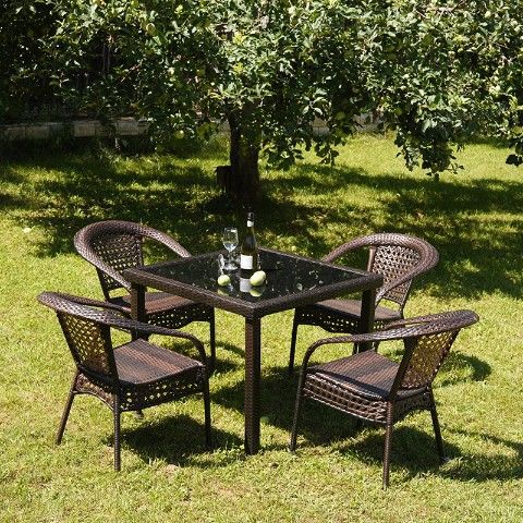 90 4기둥 사각 테이블 + 의자 4개