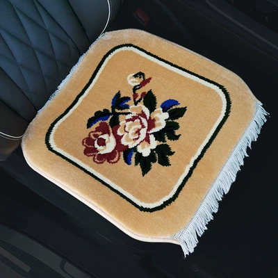 Blended Car Cushion Three-piece Set | Wool pad - camel-butterfly-love-flower-single-seat-super-soft-encrypted-anti-slip