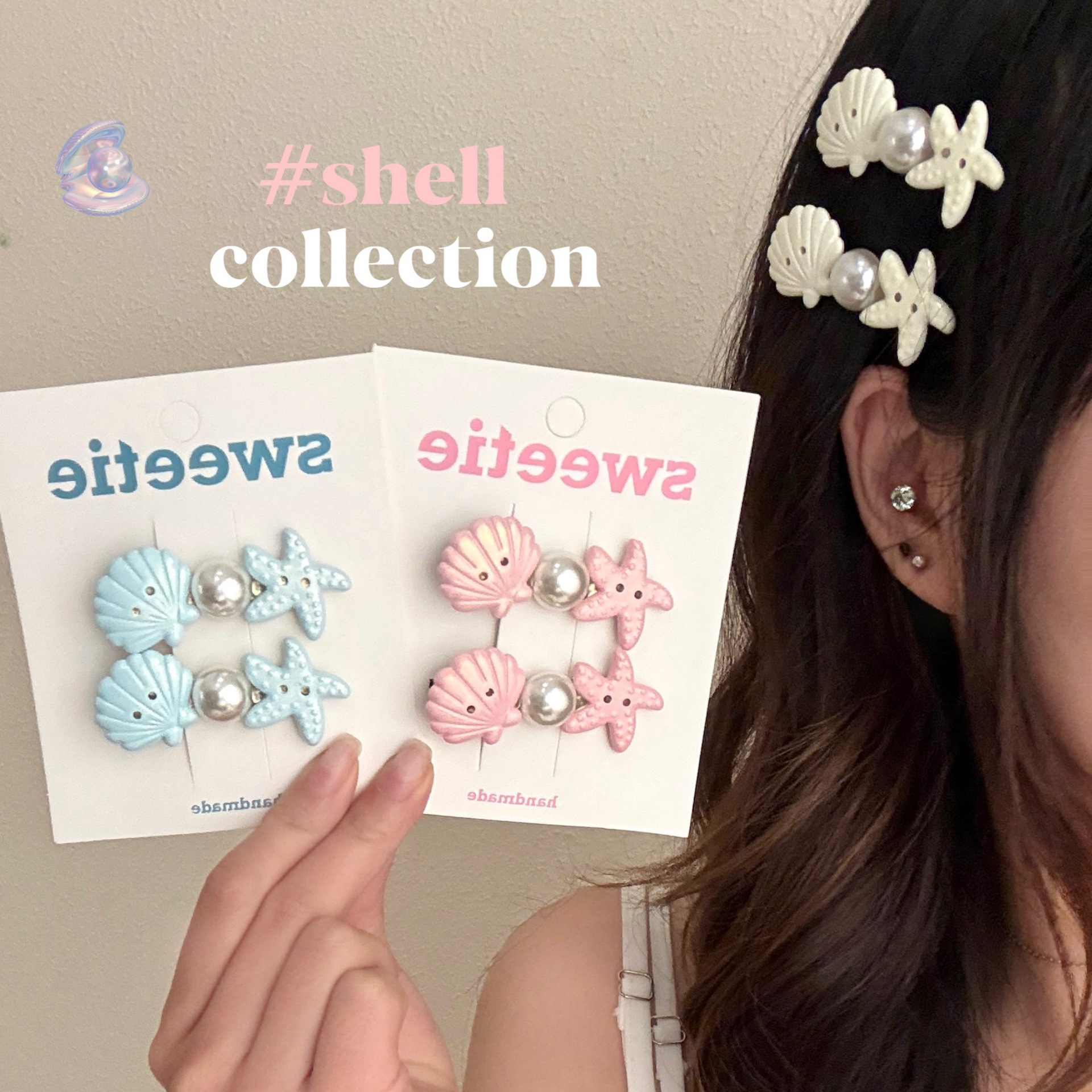 Brand marine cute universal hairgrip pearl