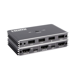 Kvm Switch HDMI Two-In-One-Out Distribution Screen Cutter 4K60Hz Set of Keyboard and Mouse to Control 2 Computers