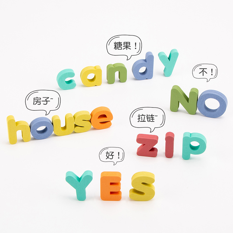 Kindergarten nuevo mayúsculas de madera y letras minúsculas color cognitivo juego educativo infantil educación temprana rompecabezas tridimensional Juguetes