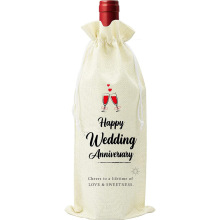 跨境专供麻布酒袋 结婚周年庆Happy Wedding Anniversary酒瓶袋
