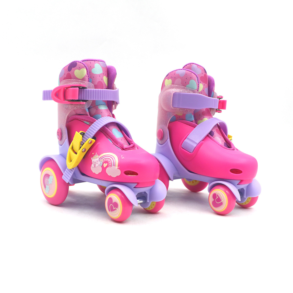 Manufacturer's Ready-Made Children's Cartoon Double-Row Four-Wheel Skates with Rear Brake Skates, Simple and Easy to Use Smooth Shoes