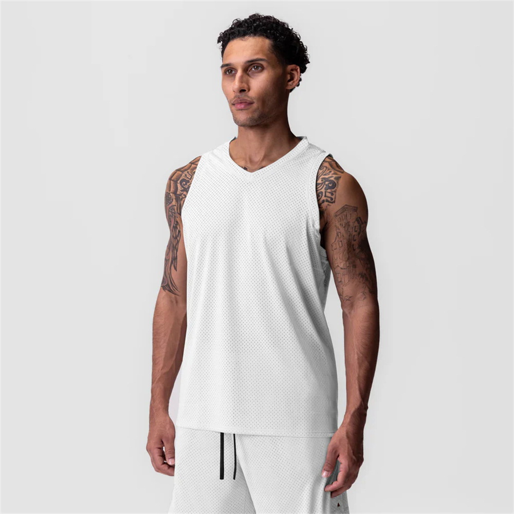 Chalecos de hombro para hombres de verano transfronterizos, ojos abiertos, ventilación, secado rápido, tendencia de fitness, deportes sin mangas, blusas relajadas, estadounidenses image 8