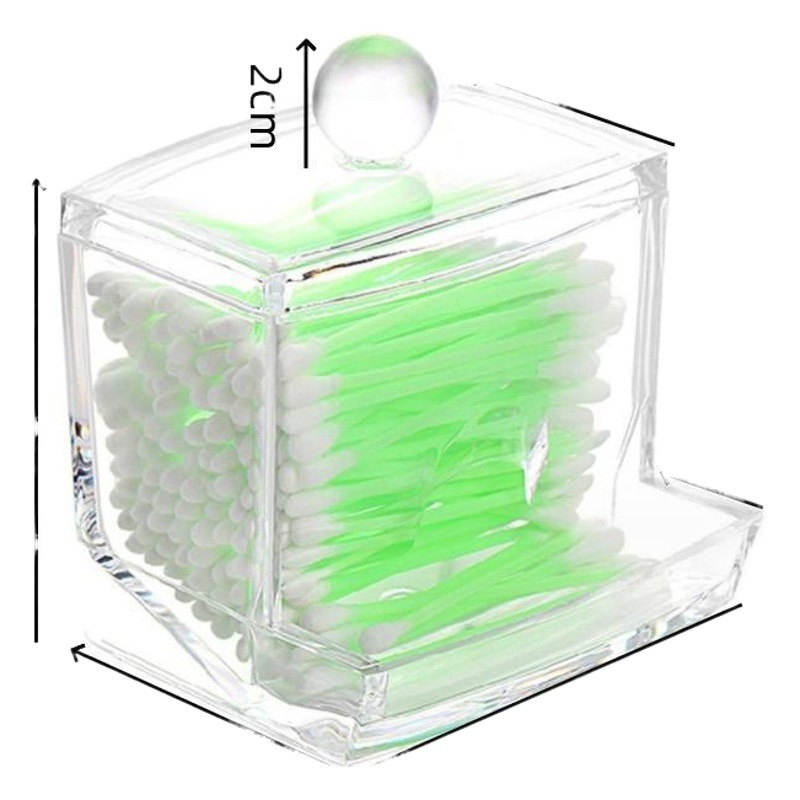 ¡PS caja de hisopo de algodón acrílico transparente caja de almacenamiento de algodón cosmético tabla caja de almacenamiento de muestra caja de algodón cosmético transparente!